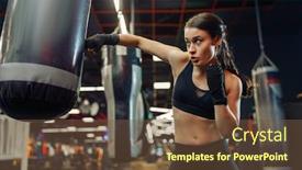  Presentation with bandages - Slide deck featuring woman-in-boxing-bandages-hits background and a tawny brown colored foreground