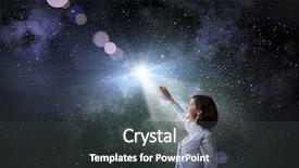  Presentation with search - Colorful PPT theme enhanced with woman in bright light backdrop and a dark gray colored foreground