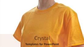  Presentation with bright yellow - Theme having woman-in-bright-yellow-tshirt background and a  colored foreground