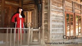  Presentation with folklore - Slide set enhanced with woman in bulgarian folklore dress background and a coral colored foreground