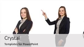  Presentation with demographic millennials business concept - Colorful PPT layouts enhanced with woman in business concept isolated backdrop and a light gray colored foreground