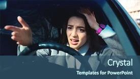  Presentation with traffic jam - Slide deck enhanced with woman in car during traffic background and a ocean colored foreground