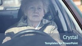  Presentation with windshield - Presentation theme featuring woman in car through windshield background and a ocean colored foreground