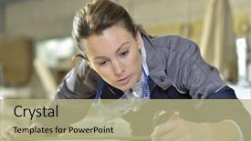  Presentation with professional training - Presentation design featuring woman in carpentry professional training background and a  colored foreground