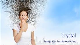  Presentation with close up of young girls - Amazing slides having woman in casual closing mouth backdrop and a sky blue colored foreground