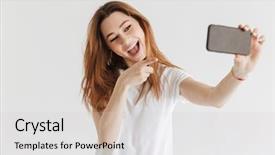  Presentation with clothes - PPT theme enhanced with woman in casual clothes making background and a light gray colored foreground