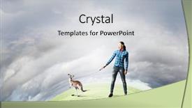  Presentation with kangaroo - Cool new slides with woman in casual holding kangaroo backdrop and a  colored foreground