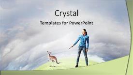  Presentation with kangaroo - Cool new PPT theme with woman in casual holding kangaroo backdrop and a  colored foreground