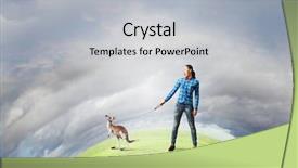  Presentation with kangaroo - PPT layouts having woman in casual holding kangaroo background and a  colored foreground