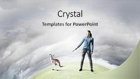 Presentation with kangaroo - Theme featuring woman in casual holding kangaroo background and a  colored foreground