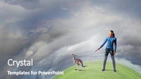  Presentation with kangaroo - Beautiful presentation design featuring woman in casual holding kangaroo backdrop and a  colored foreground