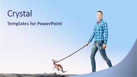  Presentation with kangaroo - Theme enhanced with woman in casual holding kangaroo background and a  colored foreground