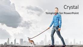  Presentation with kangaroo - Presentation theme featuring woman in casual holding kangaroo background and a  colored foreground