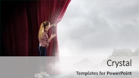  Presentation with curtain opening - Theme having woman in casual opening red background and a white colored foreground