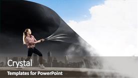  Presentation with turning page - Presentation theme having woman in casual turning page background and a  colored foreground