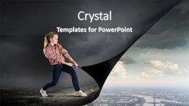  Presentation with turning page - Presentation theme consisting of woman in casual turning page background and a  colored foreground