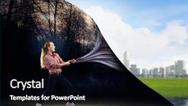 Presentation with turning page - Cool new PPT layouts with woman in casual turning page backdrop and a black colored foreground