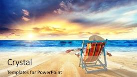  Presentation with sunset beach - Amazing presentation theme having woman in chaise-lounge relaxing backdrop and a lemonade colored foreground
