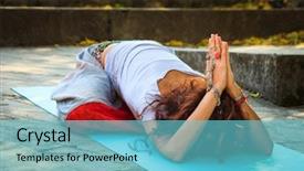  Presentation with autumn - Cool new presentation with woman in childe pose balasana backdrop and a light blue colored foreground