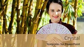  Presentation with chinese traditional - Slides consisting of woman in chinese traditional dress background and a yellow colored foreground