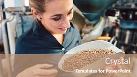  Presentation with coffee beans - Slides featuring woman-in-coffee-roastery background and a coral colored foreground