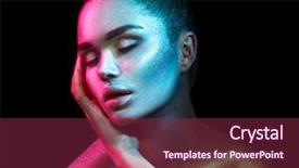  Presentation with studio lights - Amazing presentation theme having woman in colorful bright sparkle backdrop and a violet colored foreground