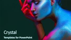  Presentation with studio lights - Presentation theme consisting of woman in colorful bright sparkle background and a forest green colored foreground