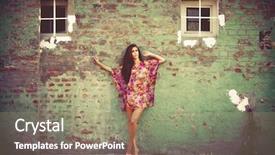  Presentation with lean - PPT layouts enhanced with woman in colorful summer dress lean on old brick wall outdoor shot summer day background and a gray colored foreground