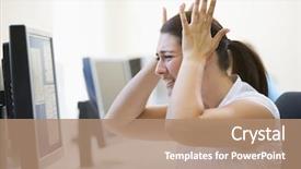  Presentation with computer room - Theme enhanced with woman in computer room looking background and a coral colored foreground