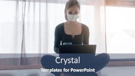  Presentation with corona - Cool new PPT layouts with woman-in-corona-quarantine backdrop and a ocean colored foreground