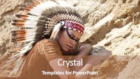  Presentation with native american indian - PPT layouts with woman in costume of american background and a coral colored foreground