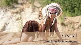  Presentation with american indian - Colorful PPT theme enhanced with woman in costume of american backdrop and a coral colored foreground