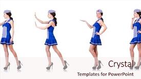  Presentation with woman pushing shopping trolley - PPT layouts enhanced with woman in costume pushing virtual background and a sky blue colored foreground