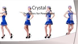  Presentation with woman pushing shopping trolley - Slides having woman in costume pushing virtual background and a cream colored foreground