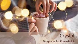  Presentation with knitted clothes - Slide set featuring woman-in-cozy-home-knitted background and a coral colored foreground