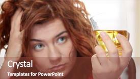 Presentation with drinking alcohol - Amazing PPT layouts having woman in depression drinking alcohol backdrop and a tawny brown colored foreground