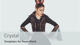  Presentation with carnival - PPT theme having woman in devil carnival costume background and a light gray colored foreground