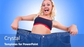  Presentation with jeans - Slide set having woman-in-dieting-concept background and a ocean colored foreground