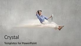  Presentation with airplane - Slide set with woman in drawn airplane mixed background and a  colored foreground