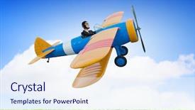  Presentation with man and woman divorce drawing - Beautiful slides featuring woman in drawn airplane mixed backdrop and a  colored foreground