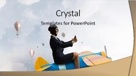  Presentation with airplane - Cool new slide deck with woman in drawn airplane mixed backdrop and a white colored foreground
