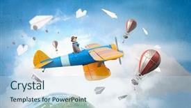  Presentation with man and woman divorce drawing - PPT layouts with woman in drawn airplane mixed background and a  colored foreground