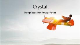  Presentation with airplane - Presentation design consisting of woman in drawn airplane mixed background and a  colored foreground