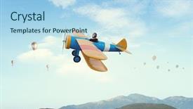  Presentation with man and woman divorce drawing - Colorful slide set enhanced with woman in drawn airplane mixed backdrop and a  colored foreground