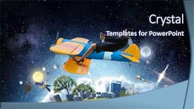  Presentation with airplane - Beautiful slides featuring woman in drawn airplane mixed backdrop and a  colored foreground