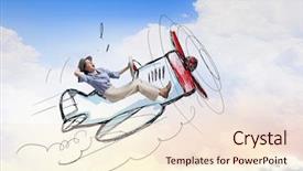  Presentation with man and woman divorce drawing - Presentation consisting of woman in drawn airplane background and a lemonade colored foreground