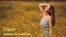  Presentation with flower woman - PPT layouts with woman in dress at flower background and a  colored foreground