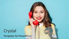  Presentation with wind energy close up portrait - PPT theme with woman in dress holding retro background and a light blue colored foreground