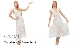  Presentation with fashion - Amazing presentation theme having woman-in-dress-in-fashion backdrop and a white colored foreground