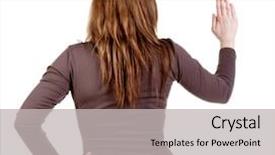  Presentation with inca machu picchu peru view - Slide deck consisting of woman in dress presses down background and a light gray colored foreground